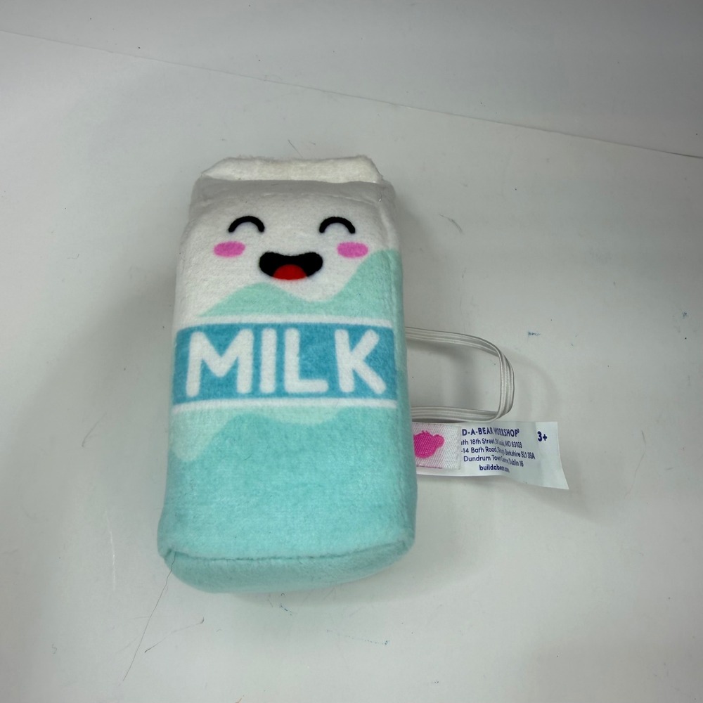 Build A Bear Workshop Plush Milk Carton Wrist Accessory Light Blue White Kawaii